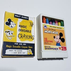 2 Vintage Walt Disney Crayons Sets Magic Erasable Original Box Transogram Co